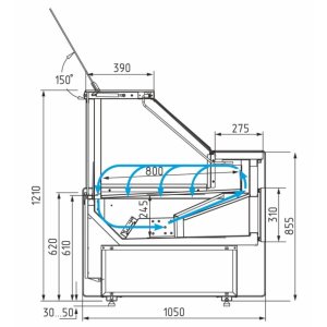 Витрина холодильная Carboma GC111 VM 2,5-1 (1008 Темный дуб) (динамика, газлифт, без боковин) - Изображение 6