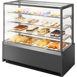 Витрина кондитерская Chilz VETE KUB LUX 130 серый муар, металлик