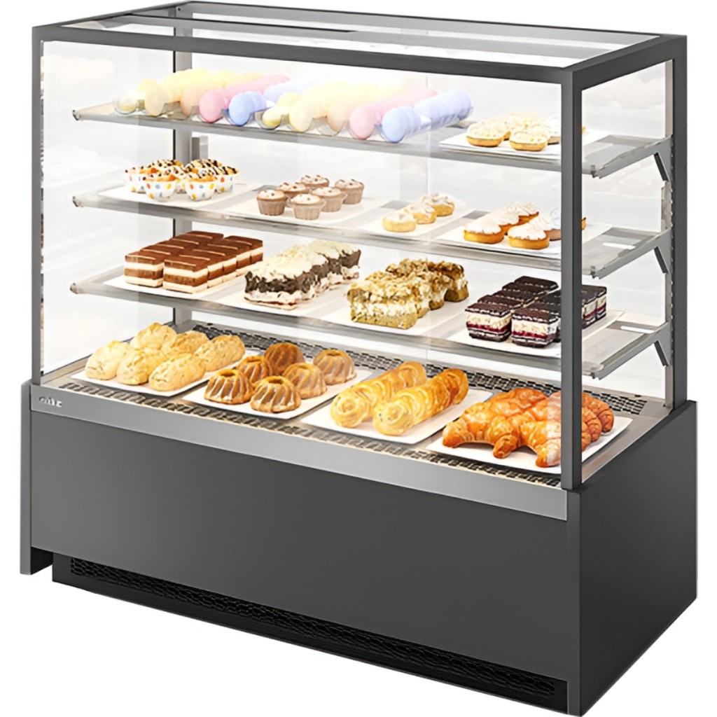 Витрина кондитерская Chilz VETE KUB 130 NEYTRAL серый матовый, шлифованная нержавейка