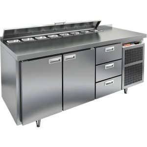 Стол холодильный для салатов HiCold SL2-113SN (1/6) с крышкой