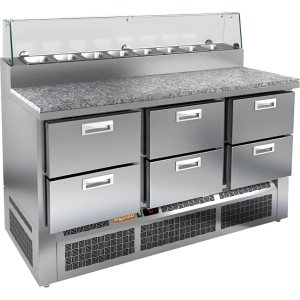 Стол холодильный для пиццы HiCold PZE2-222/GN (1/6H) камень со стеклом