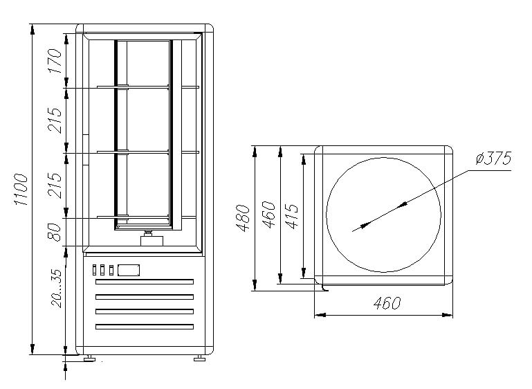 Витрина кондитерская Carboma D4 VM 120-2 (R120Cвр Люкс коричнево-золотой, 1/2 INOX) - Изображение 2